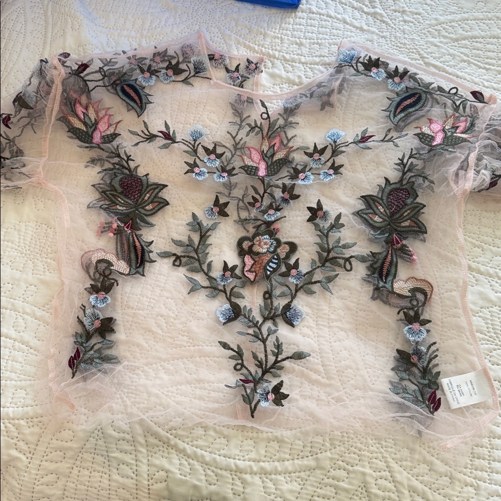 Dalia Floral Embroidered Sheer Blouse